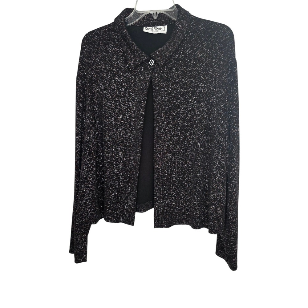 Ronni Nicole II by Ouida Black Sparkle‎ Party Cardigan Evening Top Jacket Large